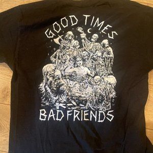 Lurking Class Black Graphic Tee "Good Times Bad Friends"